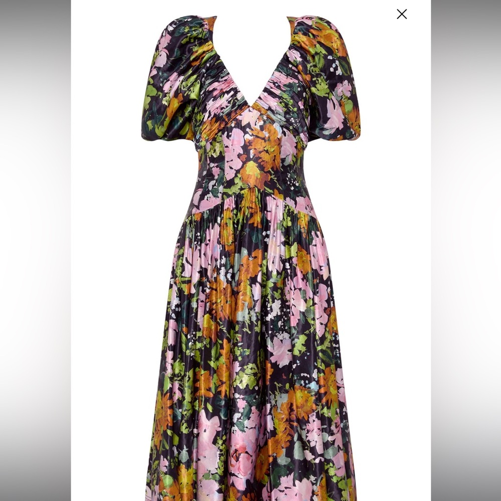 Aje Gabrielle Midnight Floral Print linen-blend dress